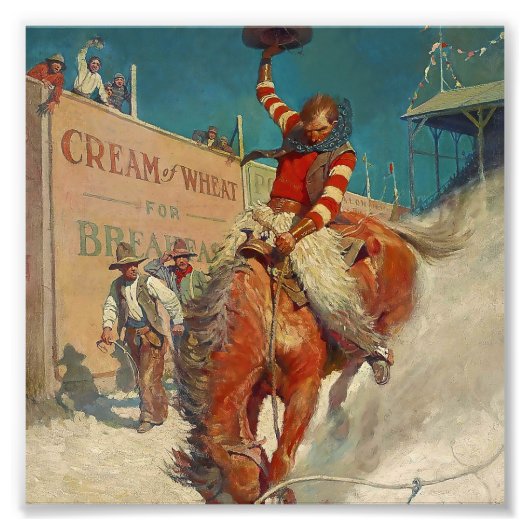 N C Wyeth westerse schilderij "De Rodeo" Foto Afdruk (Voorkant)