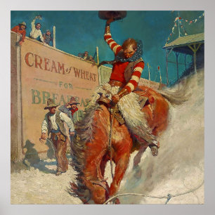 N C Wyeth westerse schilderij "De Rodeo" Poster