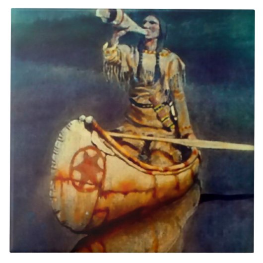 N C Wyeth westerse schilderij 'De roep van de elan Tegeltje (Voorkant)
