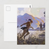 N C Wyeth westerse schilderij 'De Tomahawk' Briefkaart (Voorkant / Achterkant)