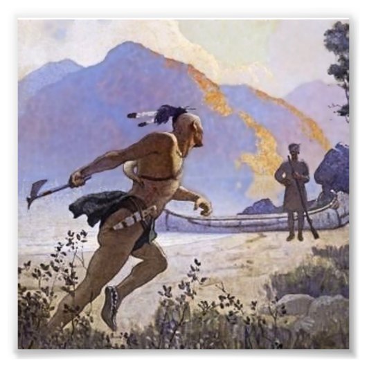 N C Wyeth westerse schilderij 'De Tomahawk' Foto Afdruk (Voorkant)