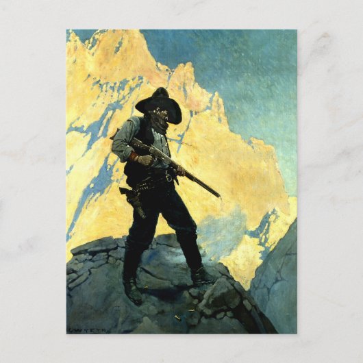 N C Wyeth westerse schilderij “Laatste stand” Briefkaart (Voorkant)