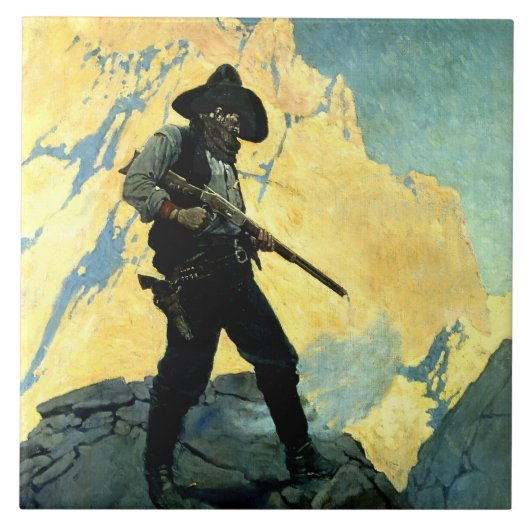 N C Wyeth westerse schildering 'Laatste stand' Tegeltje (Voorkant)