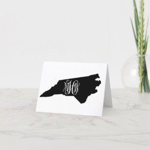 N Carolina Black White Vine Monogram DIY BG Bedankkaart
