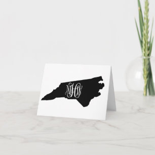 N Carolina Black White Vine Monogram DIY BG Bedankkaart