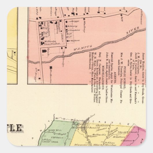 N Castle, stad Vierkante Sticker (Voorkant)