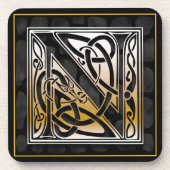 "N" Celtic Black Stone Monogram Onderzetters (Voorkant)