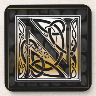 "N" Celtic Black Stone Monogram Onderzetters