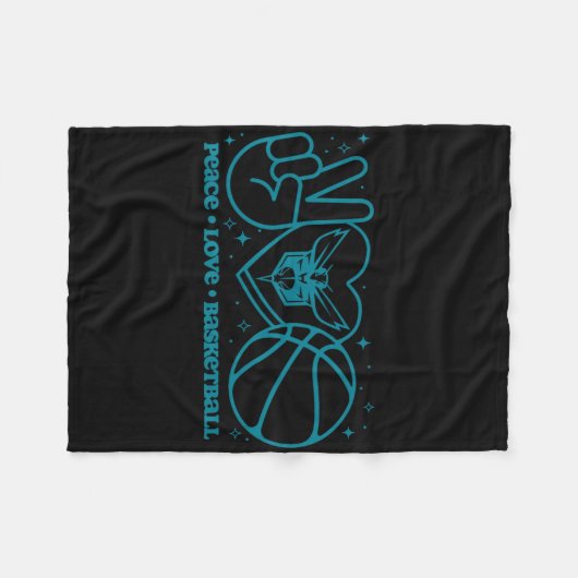 N Charlotte Hornets Peace Love Sketll  Fleece Deken (Voorkant (Horizontaal))