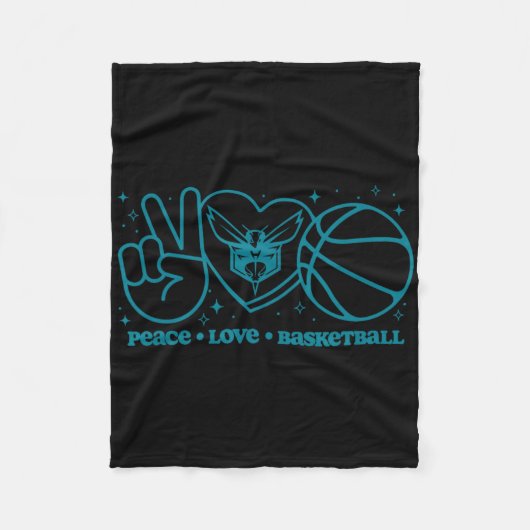 N Charlotte Hornets Peace Love Sketll  Fleece Deken (Voorkant)