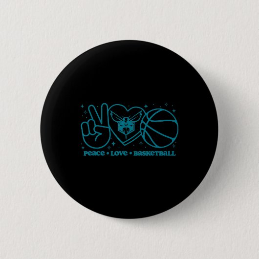 N Charlotte Hornets Peace Love Sketll  Ronde Button 5,7 Cm (Voorkant)