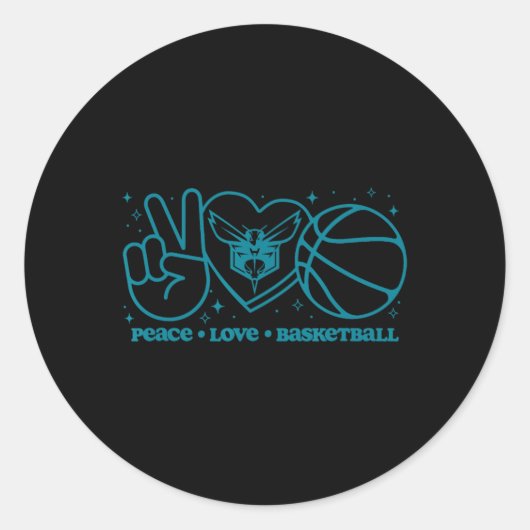 N Charlotte Hornets Peace Love Sketll  Ronde Sticker (Voorkant)
