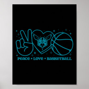 N Charlotte Hornets Vrede Liefde Sketll Poster