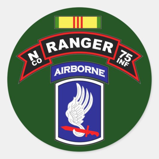 N Co, 75th Infantry Regiment - Rangers, Vietnam Ronde Sticker (Voorkant)