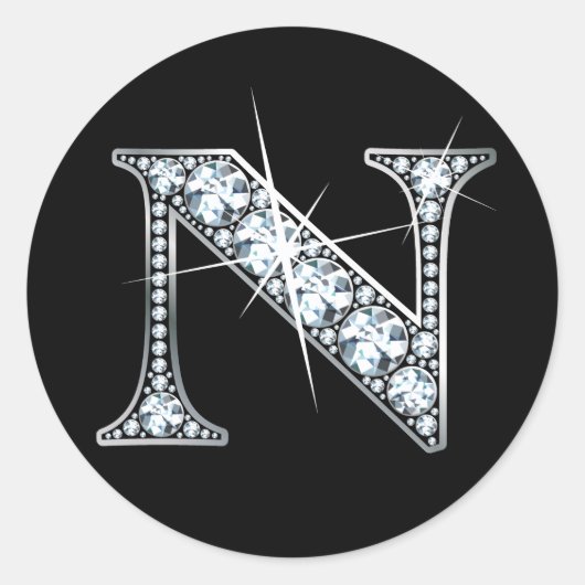 "N" Diamond Bling Sticker (Voorkant)