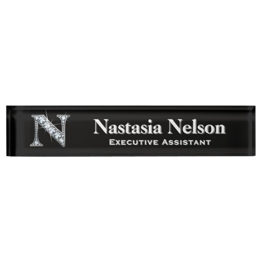 N Faux Diamond Desk Naambordje (Voorkant)