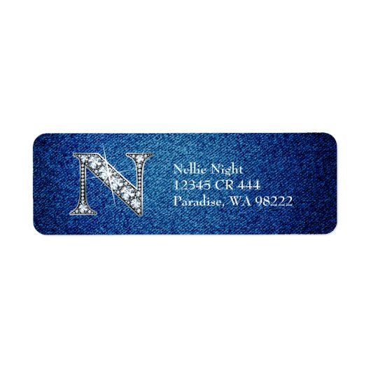 N Faux Diamond on Denim Return Address Label (Voorkant)