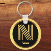 N Gold Monogrammed Letter Personalized Sleutelhang Sleutelhanger (Voorkant)