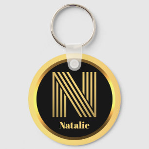 N Gouden Monogram Letter Geschenk Sleutelhanger