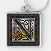 N Initiaal "Celtic Black Stone" Sleutelhanger (Voorkant)