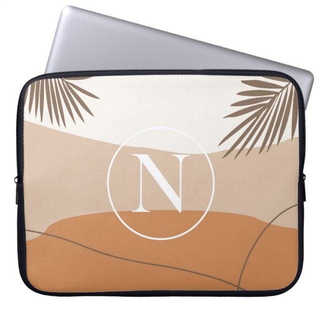 N - Initiaal Monogram Letter N Abstract Design Laptop Sleeve (Voorkant)