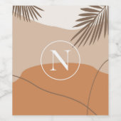 N - Initiaal Monogram Letter N Abstract Design Wijn Etiket (Enkel label)