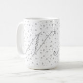 N Initiaal Monogram White Diamonds Print Koffiemok (Voorkant links)
