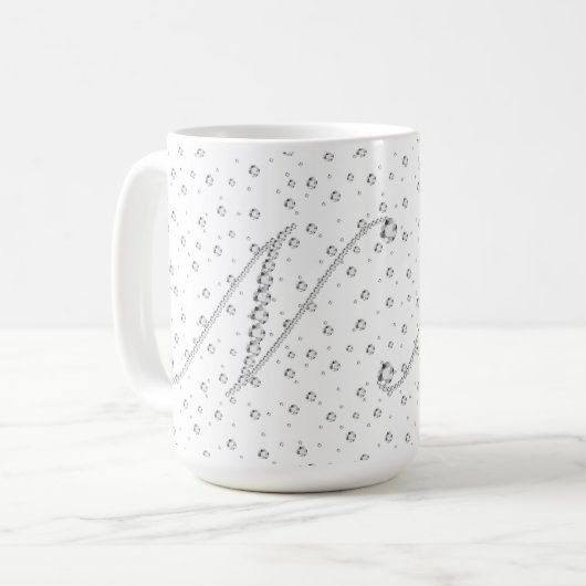 N Initiaal Monogram White Diamonds Print Koffiemok (Voorkant links)