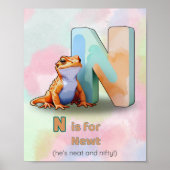 N is for Newt – Animal Letter Wall Art Poster (Voorkant)
