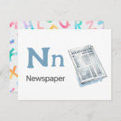 N is voor Krant - Alphabet Flash Kaart (Voorkant / Achterkant)