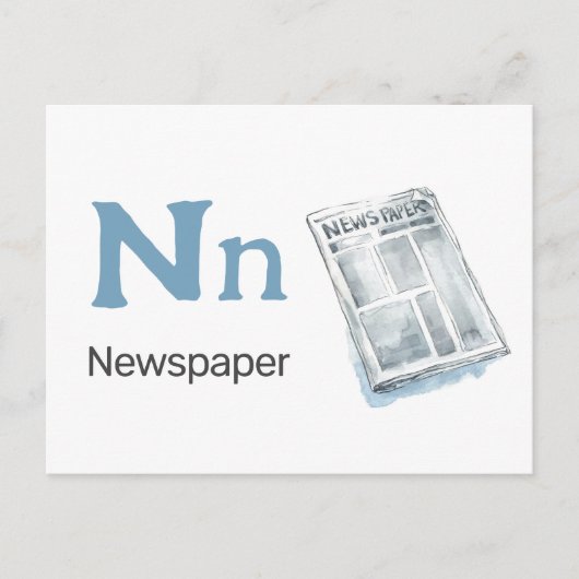 N is voor Krant - Alphabet Flash Kaart (Voorkant)