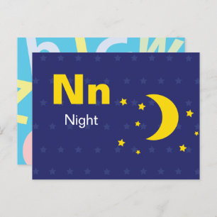 N is voor Nacht - Alphabet Flash Kaart