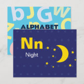 N is voor Nacht - Alphabet Flash Kaart (Voorkant / Achterkant)