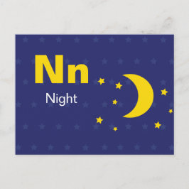 N is voor Nacht - Alphabet Flash Kaart