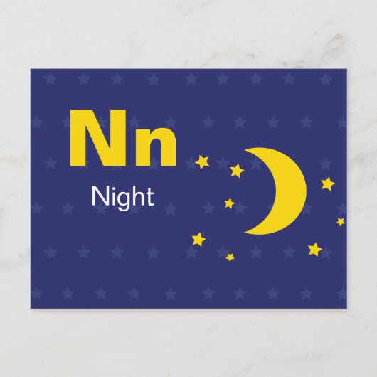 N is voor Nacht - Alphabet Flash Kaart (Voorkant)