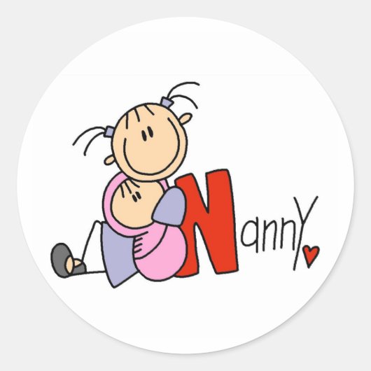 N is voor Nanny Ronde Sticker (Voorkant)