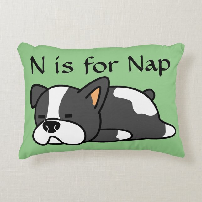 N is voor Nap Puppy Dog Sierkussen Accent Kussen (Voorkant)