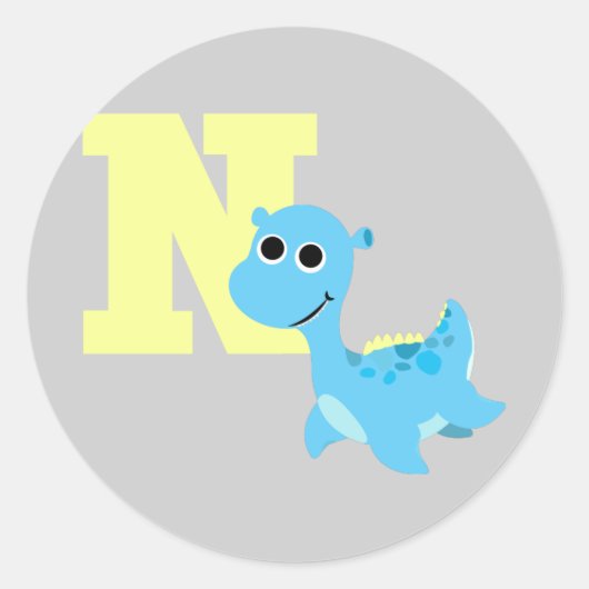 N is voor Nessie Ronde Sticker (Voorkant)