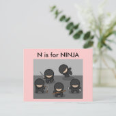 "N" is voor Ninja Alphabet Flashcard Briefkaart (Staand voorkant)