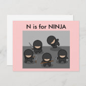 "N" is voor Ninja Alphabet Flashcard Briefkaart (Voorkant / Achterkant)