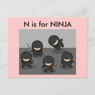 "N" is voor Ninja Alphabet Flashcard Briefkaart