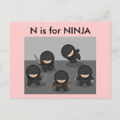 "N" is voor Ninja Alphabet Flashcard Briefkaart (Voorkant)