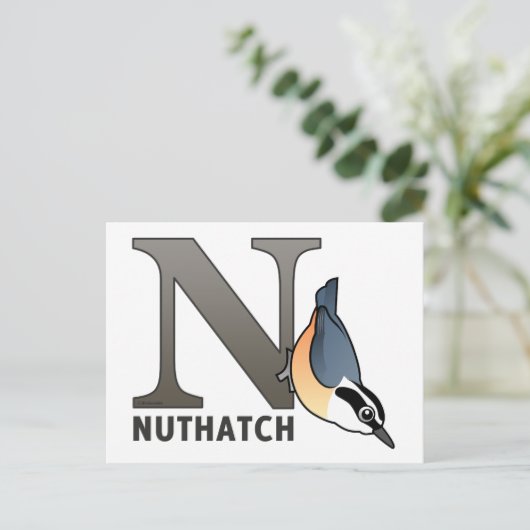 N is voor Nuthatch Briefkaart (Staand voorkant)