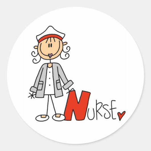 N is voor verpleegster ronde sticker (Voorkant)