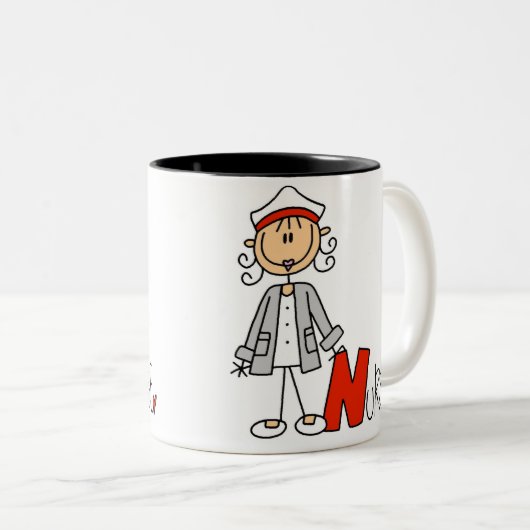 N is voor verpleegster tweekleurige koffiemok (Voorkant rechts)
