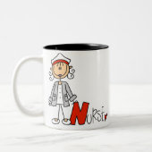 N is voor verpleegster tweekleurige koffiemok (Links)