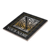 N "Jouw naam" Celtic Black Stone Monogram Tegel Tegeltje (Zijkant)