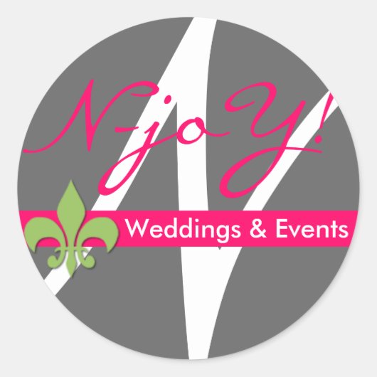 N-joY! Fleur de lis Seal Sticker.#4 Ronde Sticker (Voorkant)