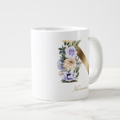 N Letter Gold Monogram Light Paars Cream Floral Grote Koffiekop (Voorkant rechts)