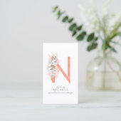 N Letter Monogram White Orchids and Pampas Grass Visitekaartje (Staand voorkant)